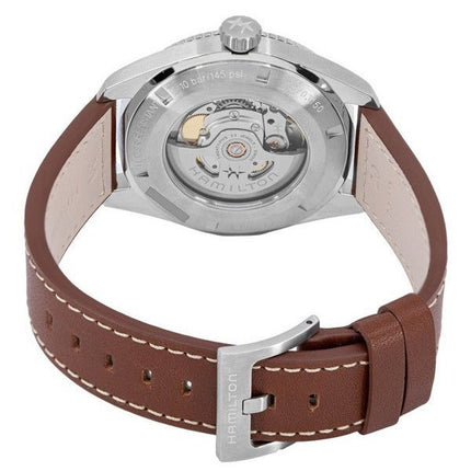 Montre pour homme Hamilton Khaki Field Expedition avec bracelet en cuir et cadran bleu automatique H70315540 100M