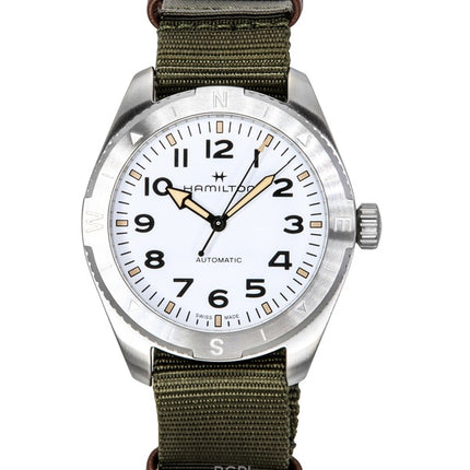 Montre unisexe Hamilton Khaki Field Expedition avec bracelet en textile et cadran blanc, automatique, H70315910, 100 m