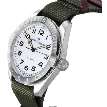 Montre unisexe Hamilton Khaki Field Expedition avec bracelet en textile et cadran blanc, automatique, H70315910, 100 m