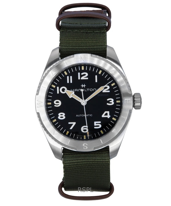 Montre unisexe Hamilton Khaki Field Expedition avec bracelet en textile et cadran noir, automatique, H70315931, 100 m