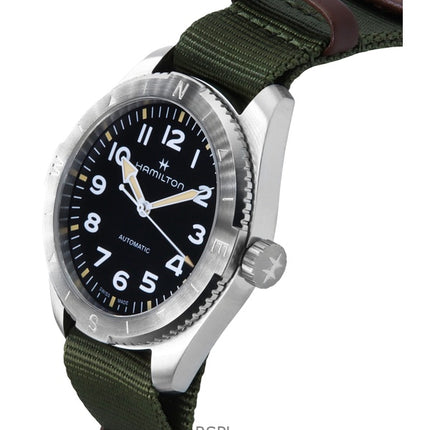 Montre unisexe Hamilton Khaki Field Expedition avec bracelet en textile et cadran noir, automatique, H70315931, 100 m