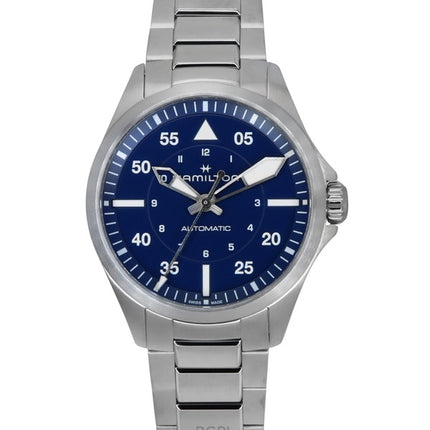 Montre Hamilton Khaki Aviation Pilot pour homme, acier inoxydable, cadran bleu, automatique, H76305140, 100 m