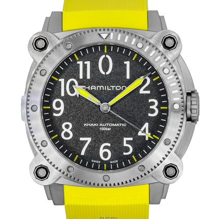 Montre de plongée automatique Hamilton Khaki Navy Belowzero pour homme, bracelet en caoutchouc, cadran gris, H78535380, 1000 m