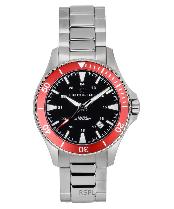 Montre homme Hamilton Khaki Navy Scuba en acier inoxydable, cadran noir, automatique, H82405130, 100 m
