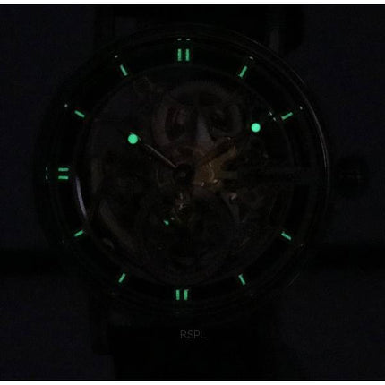 Ingersoll The Herald Bracelet en cuir Cadran squelette argenté Automatique I00402B Montre pour homme