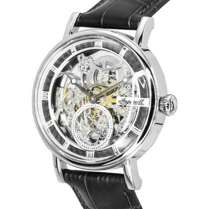 Ingersoll The Herald Bracelet en cuir Cadran squelette argenté Automatique I00402B Montre pour homme