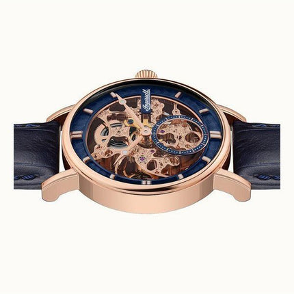 Montre pour homme Ingersoll The Herald avec bracelet en cuir et cadran squelette bleu automatique I00407B