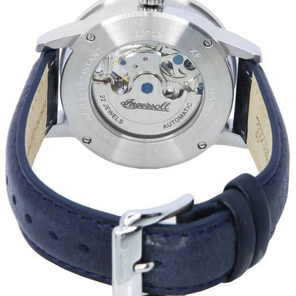 Ingersoll The Jazz Sun and Moon Phase Bracelet en cuir Cadran argenté squelette Automatique I07702 Montre pour homme