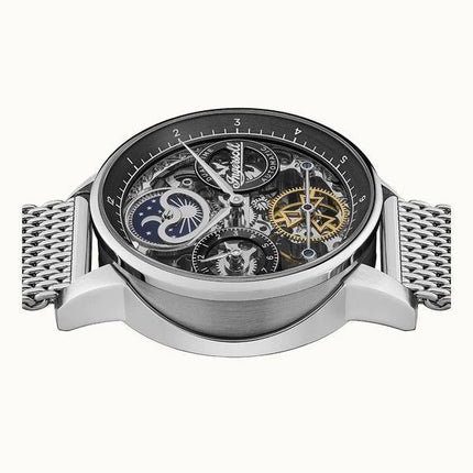 Montre pour homme Ingersoll The Jazz Sun and Moon Phase en acier inoxydable squelette avec cadran noir automatique I07708