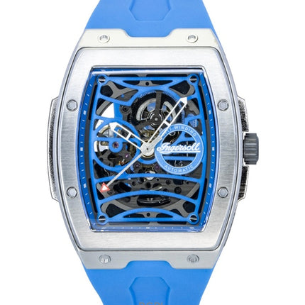 Montre homme Ingersoll The Challenger, bracelet en polyuréthane, cadran squelette bleu, automatique I12308