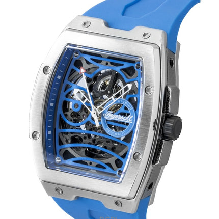 Montre homme Ingersoll The Challenger, bracelet en polyuréthane, cadran squelette bleu, automatique I12308