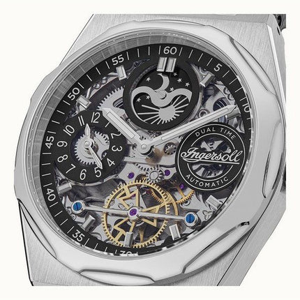 Montre pour homme Ingersoll The Broadway Dual Time avec cadran squelette noir automatique I12903