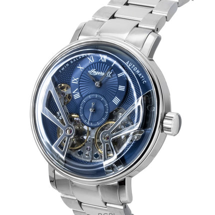 Montre homme Ingersoll The Tennessee en acier inoxydable, cadran squelette bleu, automatique I13104