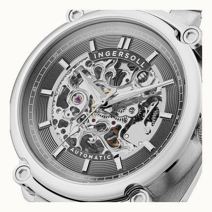 Montre Ingersoll The Michigan en acier inoxydable avec cadran squelette gris automatique I13304 pour homme