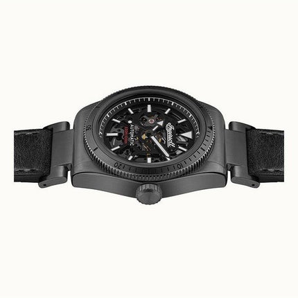 Montre pour homme Ingersoll The Scovill avec bracelet en cuir noir et cadran squelette noir automatique I13902 100M