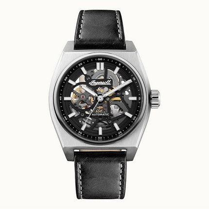 Montre pour homme Ingersoll The Vert avec bracelet en cuir squelette et cadran noir automatique I14301