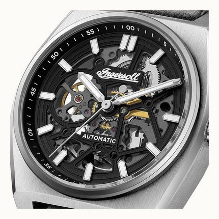 Montre pour homme Ingersoll The Vert avec bracelet en cuir squelette et cadran noir automatique I14301