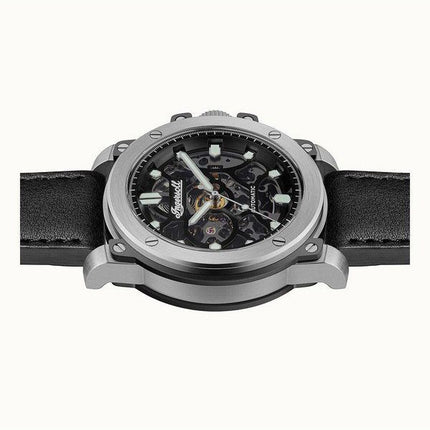 Montre pour homme Ingersoll The Freestyle avec bracelet en cuir squelette et cadran noir automatique I14401