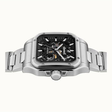 Montre pour homme Ingersoll The Ollie en acier inoxydable avec cadran squelette noir automatique I14501