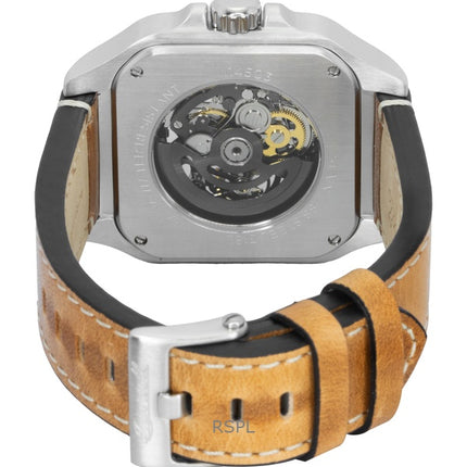 Montre Ingersoll The Ollie pour homme, bracelet en cuir, cadran squelette noir, automatique, I14503