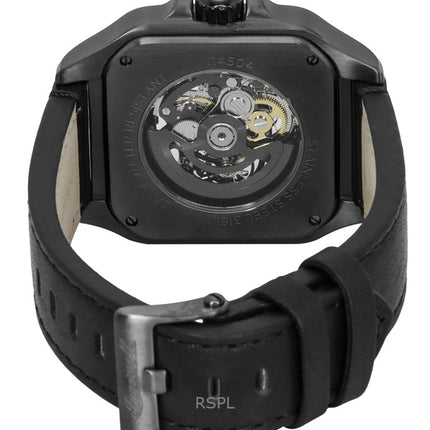 Montre Ingersoll The Ollie pour homme, bracelet en cuir, cadran squelette noir, automatique, I14504