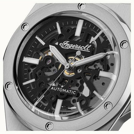 Montre pour homme Ingersoll The BTouteer en acier inoxydable avec cadran squelette noir automatique I15002