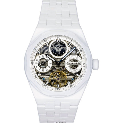 Montre homme Ingersoll The Broadway en céramique, cadran squelette blanc, automatique I15103