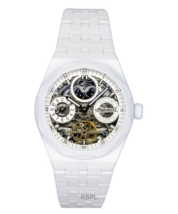 Montre homme Ingersoll The Broadway en céramique, cadran squelette blanc, automatique I15103