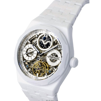 Montre homme Ingersoll The Broadway en céramique, cadran squelette blanc, automatique I15103