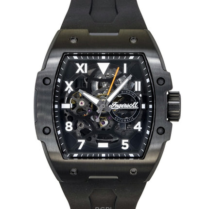 Montre homme Ingersoll The Play, bracelet en polyuréthane, cadran squelette noir, automatique I15302