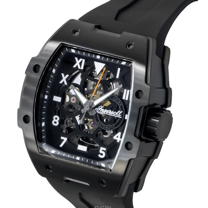 Montre homme Ingersoll The Play, bracelet en polyuréthane, cadran squelette noir, automatique I15302