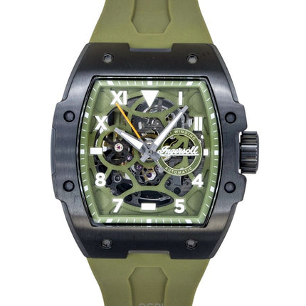 Montre homme Ingersoll The Play, bracelet en polyuréthane, cadran squelette vert, automatique I15303