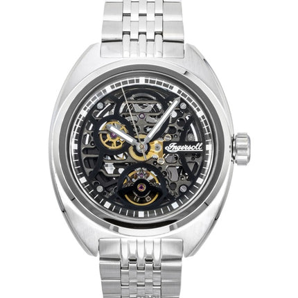 Montre homme Ingersoll The Wrangler en acier inoxydable, cadran squelette noir, automatique I16901