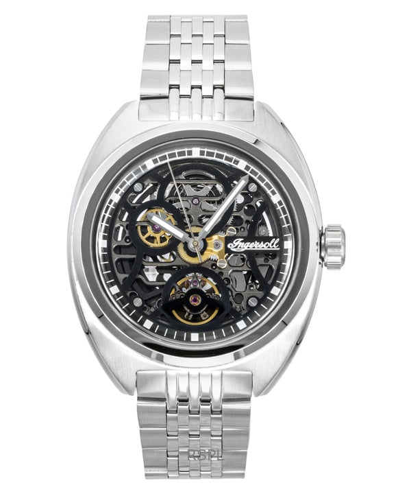 Montre homme Ingersoll The Wrangler en acier inoxydable, cadran squelette noir, automatique I16901