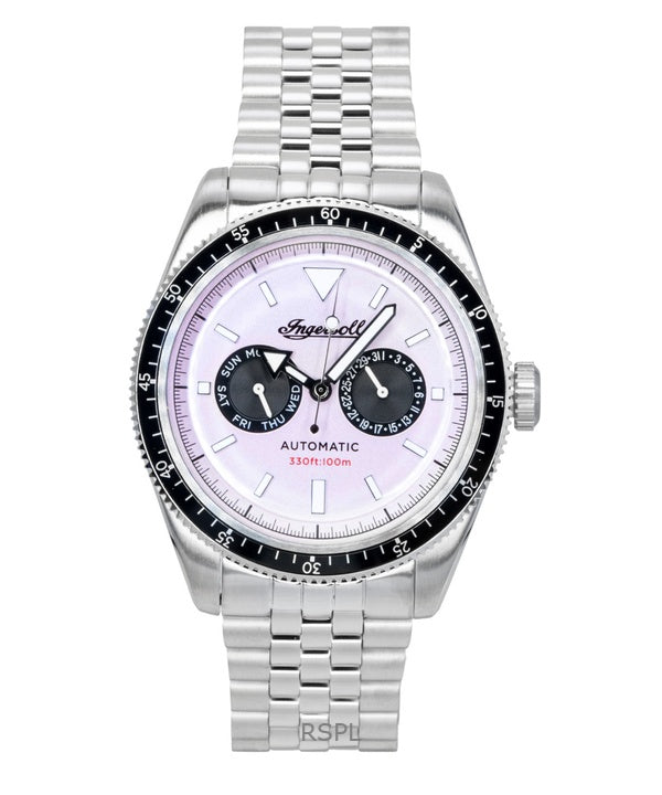 Montre homme Ingersoll Outlaw en acier inoxydable, cadran rose, automatique I17201