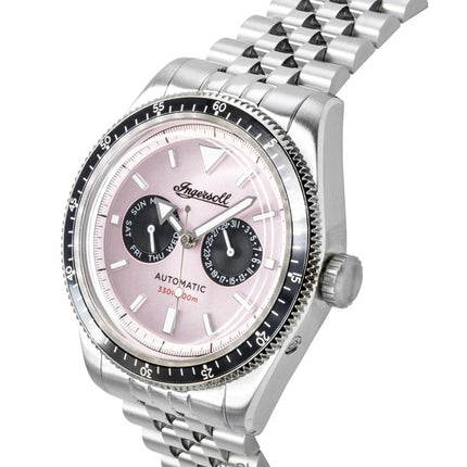Montre homme Ingersoll Outlaw en acier inoxydable, cadran rose, automatique I17201