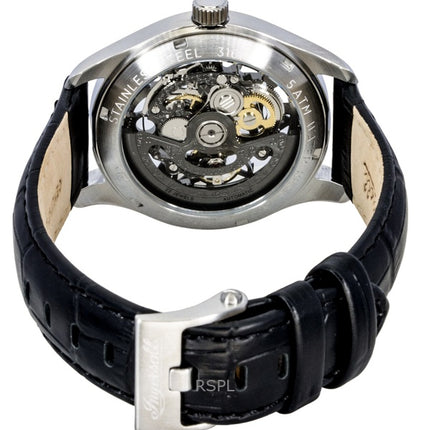 Montre homme Ingersoll The Maverick, bracelet en cuir, cadran squelette noir, automatique I17401