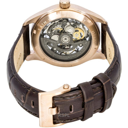 Montre homme Ingersoll The Maverick, bracelet cuir, cadran squelette gris, automatique I17402