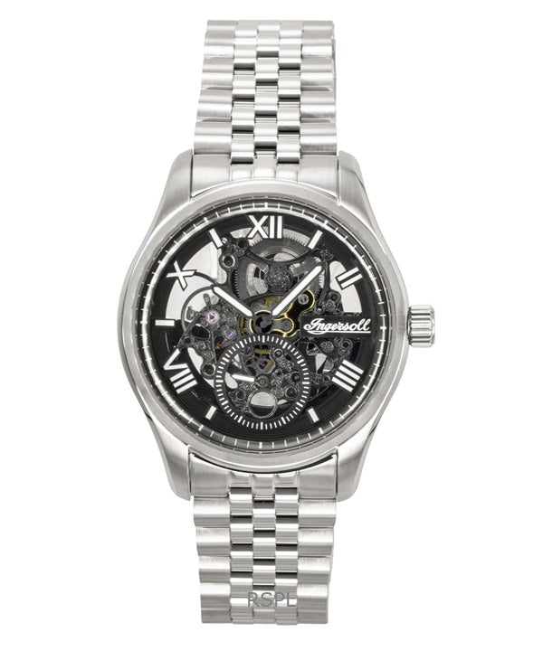 Montre homme Ingersoll The Maverick en acier inoxydable, cadran squelette noir, automatique I17403