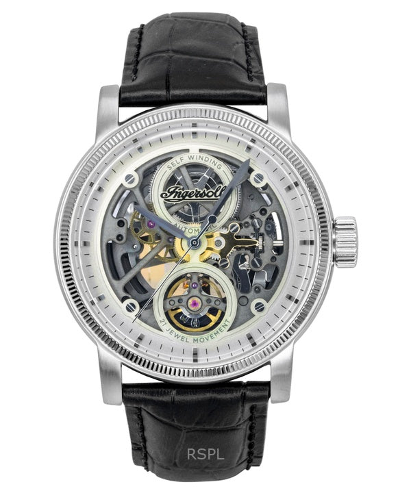 Montre homme Ingersoll The Guy, bracelet en cuir, cadran squelette gris, automatique I17501