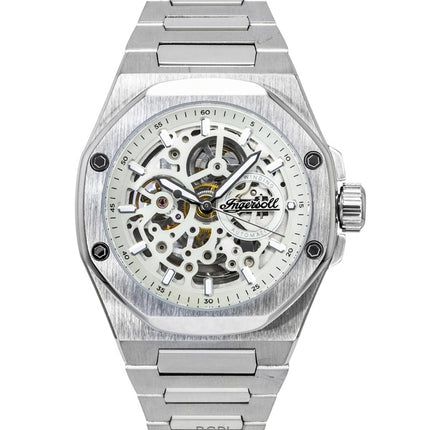 Montre homme Ingersoll The Faller en acier inoxydable, cadran squelette gris, automatique I17601