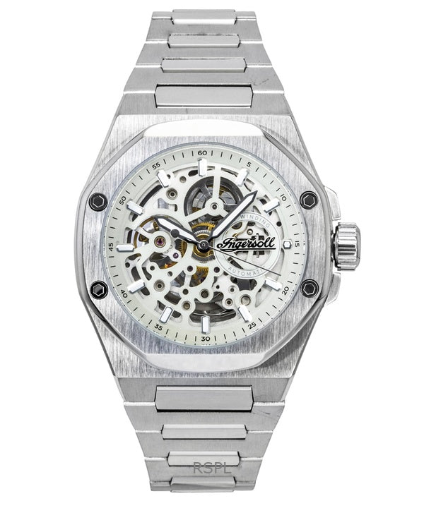 Montre homme Ingersoll The Faller en acier inoxydable, cadran squelette gris, automatique I17601