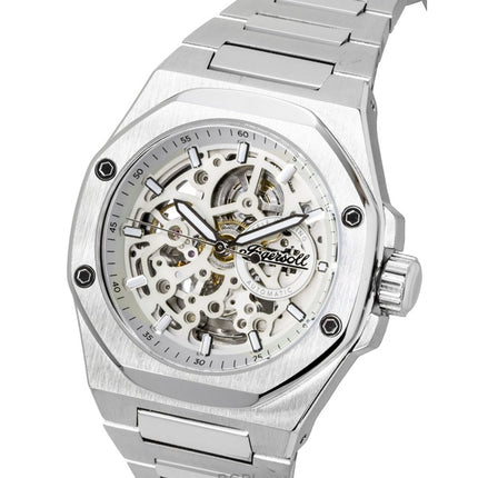 Montre homme Ingersoll The Faller en acier inoxydable, cadran squelette gris, automatique I17601