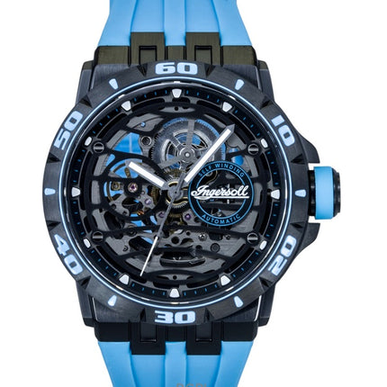 Montre homme Ingersoll The Rigger, bracelet en polyuréthane, cadran squelette noir, automatique I17901