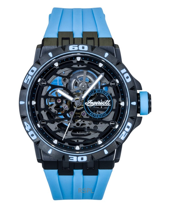 Montre homme Ingersoll The Rigger, bracelet en polyuréthane, cadran squelette noir, automatique I17901