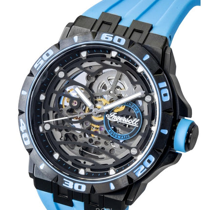 Montre homme Ingersoll The Rigger, bracelet en polyuréthane, cadran squelette noir, automatique I17901