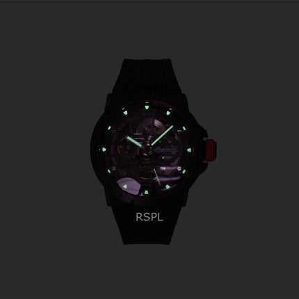 Montre homme Ingersoll The Rigger, bracelet en polyuréthane, cadran squelette noir, automatique I17902