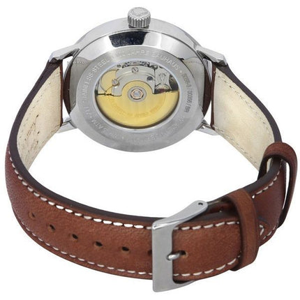 Iron Annie Bauhaus Bracelet en cuir marron Cadran bleu Automatique 50563 Montre pour homme