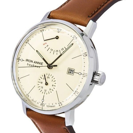 Montre pour homme Iron Annie Bauhaus avec bracelet en cuir et cadran beige automatique 50605