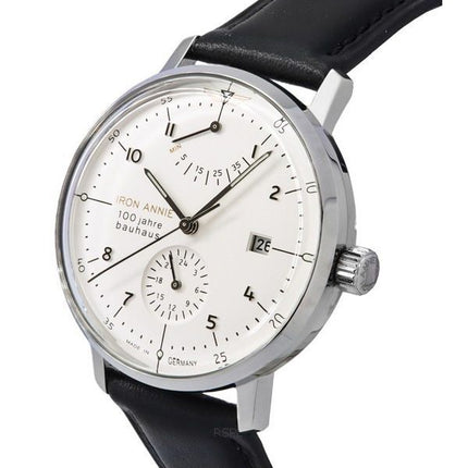 Montre pour homme Iron Annie 100 Jahre Bauhaus avec bracelet en cuir et cadran blanc automatique 50661
